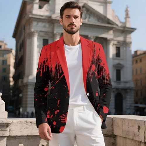 Men's Christmas Blazers One-Button Notched Lapel Casual Suit Jacket with Pockets for Holiday Themed Party S-5XL2