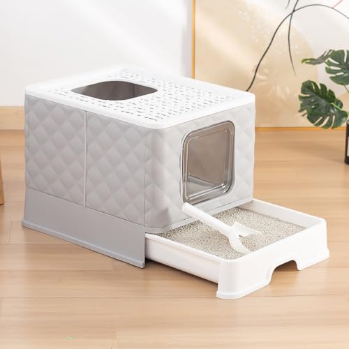 Caja de arena plegable para gato, extra grande con puerta superior miniatura 2