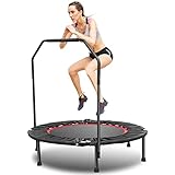 【Fácil de transportar y montar】 El mini trampolín con asa se puede plegar dos veces, lo que le ahorra mucho espacio de almacenamiento y es fácil de transportar. Rápido y fácil de montar, no se requieren herramientas adicionales. Respaldo con 30 días de reurna libre de riesgo, 1 año de garantía en material.