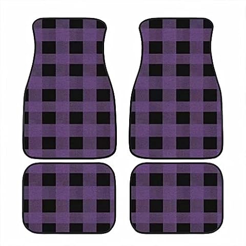 Cumagical Dark Purple/Black Plaid Universal Fit Car Floor Mats Fashion Car Carpet Front&Rear 4 Pieces Full Set Fit for SUVs,Vans,Cars,Trucks Cover