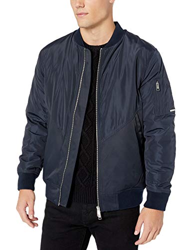 A|X Armani Exchange Men's Zip Up Jacket with Side Pockets, Navy, S