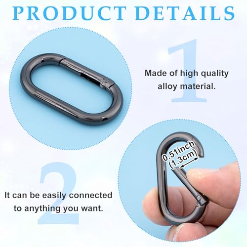Image of Oval Spring Ring Clips, Metal Keyring Purse Clip