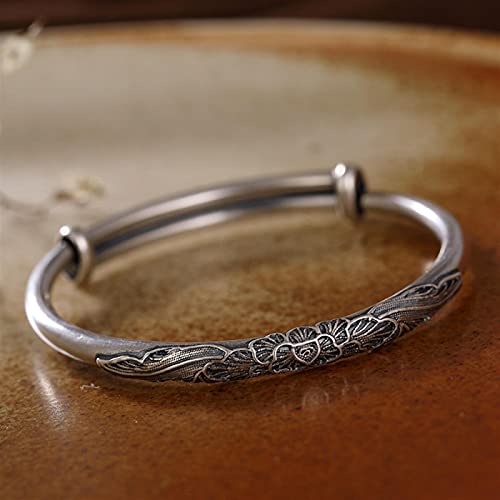 Bracelet s999 pur push pull d'exception bijou rigide en argent haut de gamme