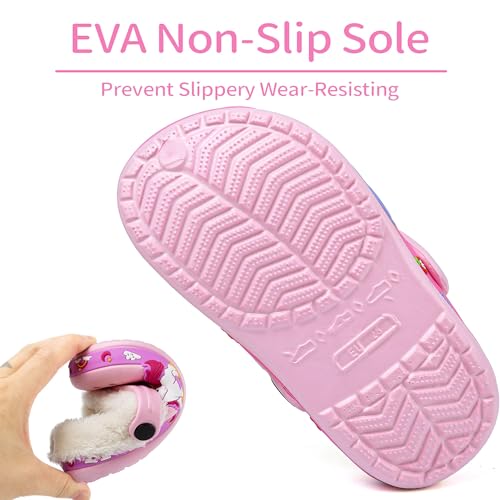 Image of Toddler Lined Clog Slippers Winter Garden Sandals Kids House Shoes Warm Slip On Sneakers Cartoon Slides for Boys and Girls Children Indoor Outdoor