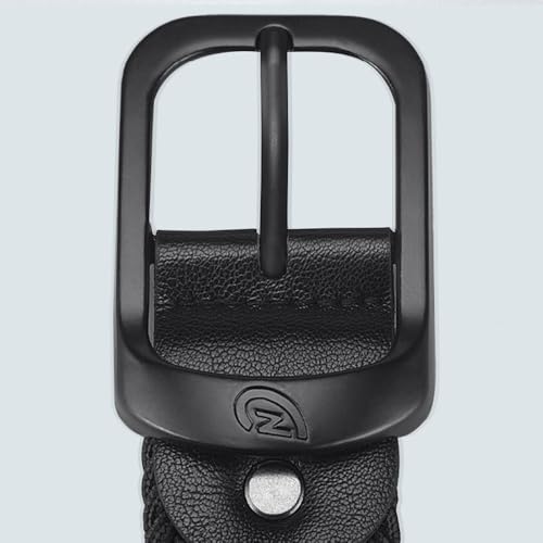 Luxury Brand Design Casual Pin Buckle Waistband Nylon Braided Belt Jeans Strap Weave Waist Band(black&black)3