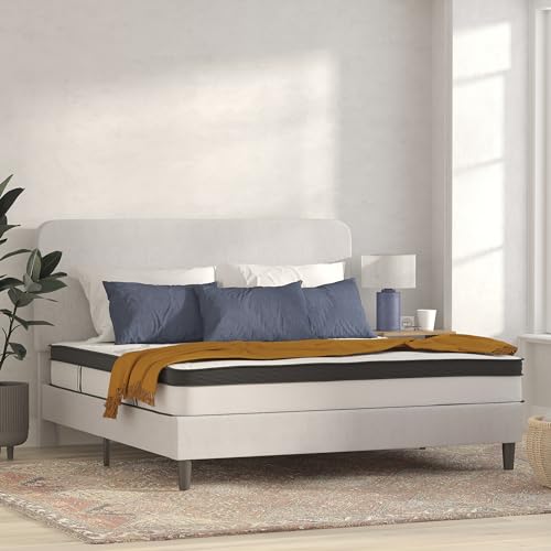 Image of Flash Furniture Capri Comfortable Sleep 10 Inch CertiPUR-US Certified Hybrid Pocket Spring Mattress, King Mattress in a Box, White
