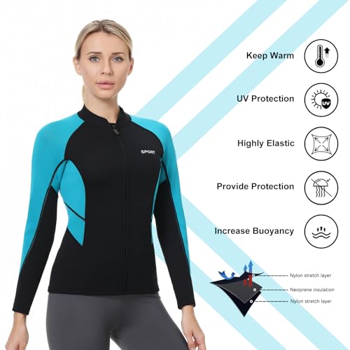 Chaqueta para mujer Wetsuits 2mm y pantalones 3mm, traje de neopreno de manga larga para mantener el calor, ideal para natación, surf, buceo y snorkel miniatura 7