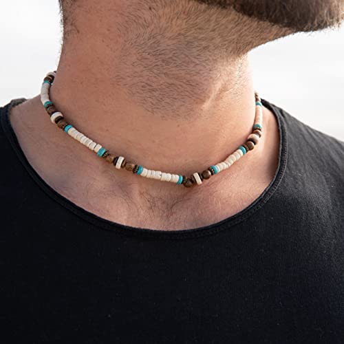 Made by Nami Surfer Necklace for Men with Natural Coconut Beads Waterproof Surfer Beaded Necklace for Men Handmade Beach Festival and Summer Accessories Gift for Him3