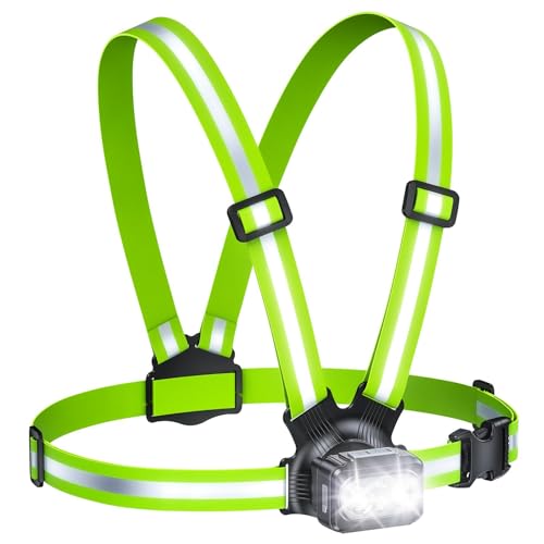Rolgno 500 Lumen Lauflicht, Lauflampe Joggen mit 360° Reflektoren, USB-C Wiederaufladbar Brustlampe Sportwesten, 45° Verstellbar, 7 Modi & IPX4 Wasserdichter LED Running Light für Nächtliches Laufen Rolgno 500 Lumen Lauflicht, Lauflampe Joggen mit 360° Reflektoren, USB-C Wiederaufladbar Brustlampe Sportwesten, 45° Verstellbar, 7 Modi & IPX4 Wasserdichter LED Running Light für Nächtliches Laufen