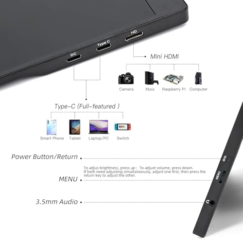 Image of QQU 15.6 Inch Portable Monitor Touchscreen with Stand, Portable Travel Monitor 1080P IPS /HDR Laptop Screen Extender for Gaming and Computer Display, Compatible with Laptop PC Phone PS4 /PS5 Switch