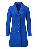 Allegra K Women's Trench Coats Single Breasted Long Outerwear Winter Coat Medium Royal Blue