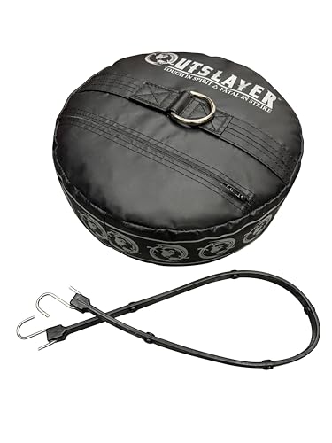 Outslayer Double End Heavy Bag Double End Ball Floor Anchor with Heavy Duty Adjustable Bungee Cord - Filled - APX. 65lbs