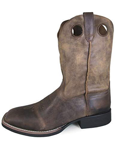 Smoky Mountain Boots | Waylon Series | Menâ€™s Western Boot | Square Toe | Genuine Leather | Rubber Sole & Block Heel | Unlined shaft & Leather Upper | Steel Shank & PVC Welt