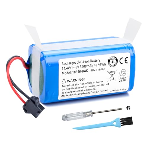 3400mAh Replacement Battery for Ionvac SmartClean 2000 Robovac 7687 7688, for Ionvac Optimax UltraClean UV Robotic, Optimax UV 8063 9048, for Ionvac SmartClean V4 7997 Robot Vacuum Cleaner with Tools
