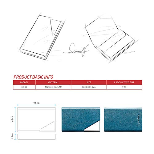 Image of Padike Business Card Holder, PU Leather & Stainless Steel Multi Card Case for Men & Women, Name Card Holder, Credit Card Wallet, ID Case /Holder with Magnetic Closure (Z-Seagreen)