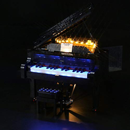 BRIKSMAX Ideas LED Lighting Kit for Grand Piano Compatible with Model 21323 Building Blocks – Does not include the set (Remote Control)