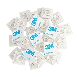 Intervisio Supporto Autoadesive per Fascette Stringicavo Bianco, Tasseli Piastrine Fermacavi Adesivi, Clip Fermacavo Autoadesivo Cavi, 19mm x 19 mm Bianche, 100 pezzi