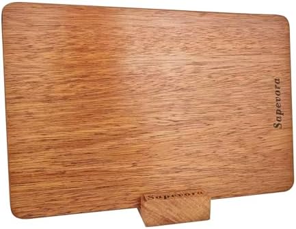 Sapevora Solid Teak Wood Cutting Board One Piece Non Glued Thick Crack Resistant Wooden Chopping Board with DeepJuice Grooves Built in Handles for Kitchen Meat Vegetables Chese 11.8 X 7.9 Inch