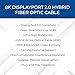 OREI 8K DisplayPort 2.0 Active Optical Cable 30ft, 54Gbps UHBR13.5, 8K@60/30Hz, 4K@144Hz, HDR10+, Dolby Vision, VRR, EMI-Free, Gold-Plated, PVC Cable (AOC-DP8K-30)