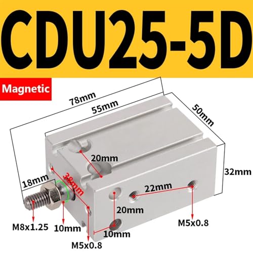 Cylindre magnétique CDU25-5D compact à course de 5mm