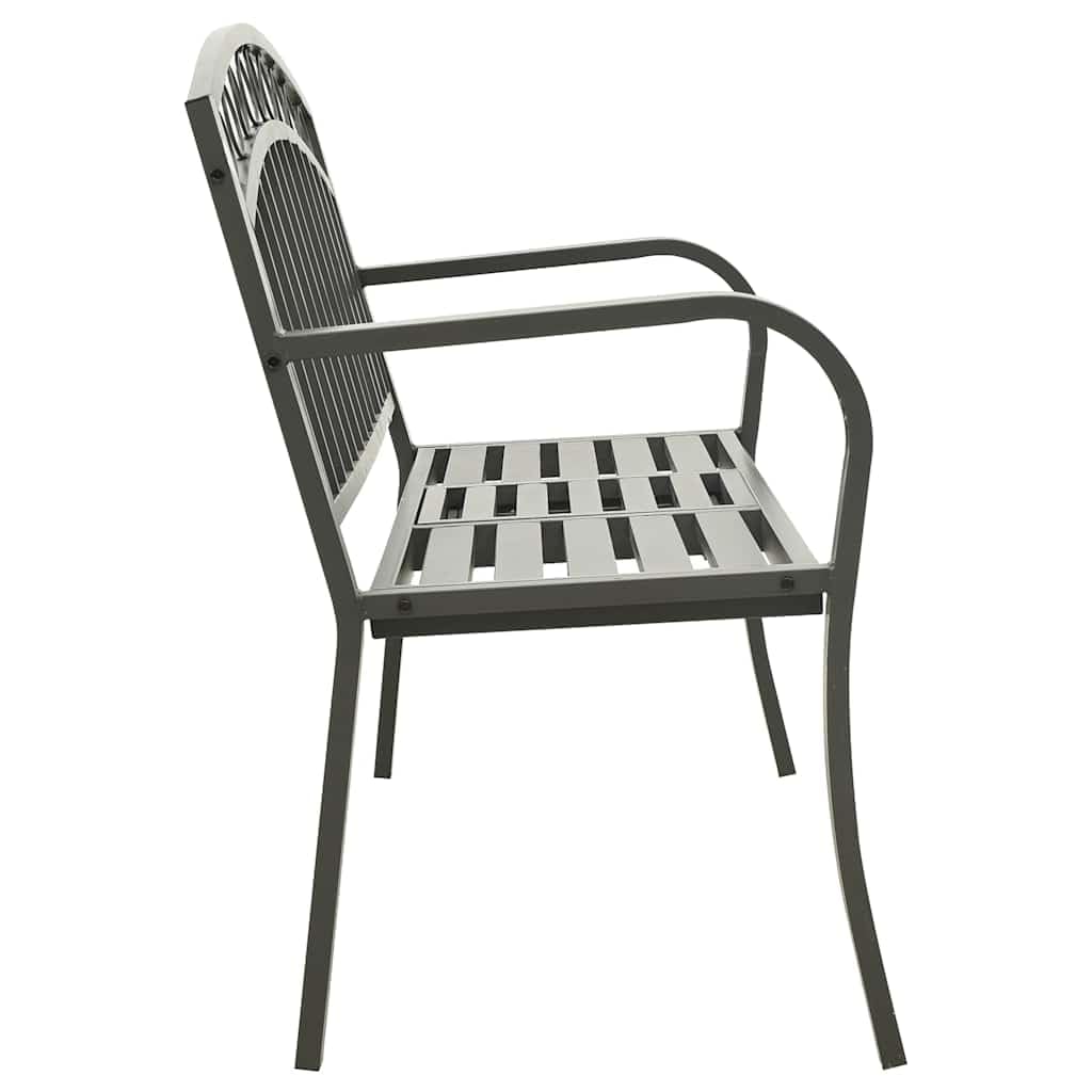 Gartenbank mit integriertem Tisch, Stahl 120x51x81 cm, Grau, Balkon Terrasse Garten, platzsparend