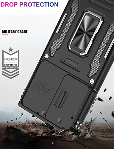 Ikazz Galaxy S23 Ultra Case With Camera Cover,Samsung S23 Ultra Cover Pass 16Ft Drop Test Military Grade Shockproof Protective Phone Case With Kickstand For Samsung Galaxy S23 Ultra Black #TOP3