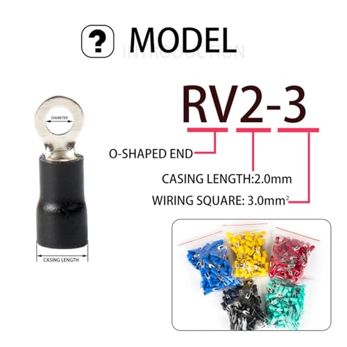 Terminales de engarce RV1.25-5 para cables aislados impermeables AWG 22-16 7
