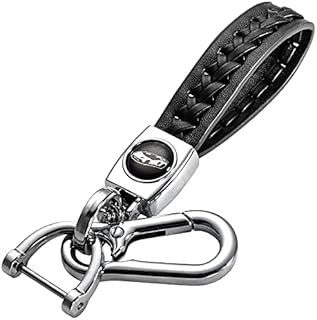 Spurtar Car keyring PU Leather Keyring Keychain Universal Compatible with BMW Ford Chevrolet Dodge Toyota Nissan, Car Keyrings for Men Women Business Gift Birthday Present for Dad Friends