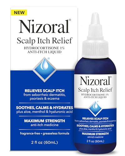 Image of Nizoral Scalp Itch Relief Liquid-Relieves Scalp Itch and Soothes, Calms and Hydrates with Maximum Strength Anti-Itch Medicine (Hydrocortisone 1%), 2 Fl Oz (Pack of 2)