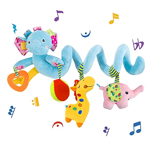 VX-star Baby Pram Crib Ornament Hangings Blue Cute Little Elephant Shape Design Spiral Plush Toys Stroller and Travel Activity Toy