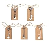 Yansanido Pack of 100 Skeleton Key Bottle Opener with Escort Tag Card and Twine for Wedding Favors for Guests Party Favors (100pcs Mixed 5 Styles)