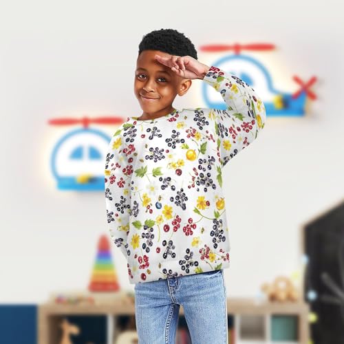 JUNZAN Fresh Elderberry Fruit White Little Boys Hooded Sweatshirt Fleece Hoodie for Boys Party 4T4