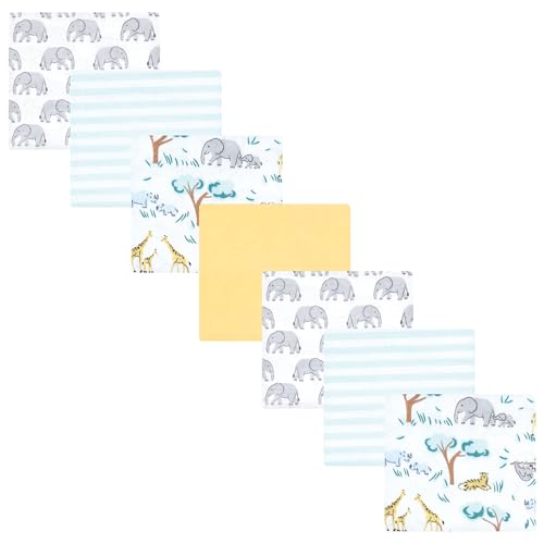 Image of Hudson Baby Unisex Baby Cotton Poly Flannel Receiving Blankets Bundle, Safari Friends, One Size