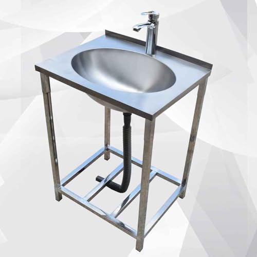 Fregadero de Acero Inoxidable para Restaurante, Fregadero de Restaurante Comercial con Desagüe y Estante de Almacenamiento, Fregadero para Catering con Orificio para Grifo, Fregadero para Lavandería(B