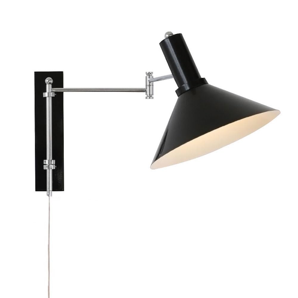 NHPJFDC Industrial Plug-in Wall Sconce with Swing Arm – Modern Bedside Reading Light Fixture for Living Room & Bedroom Decor – Stylish Mountable Lamps for Home Lighting