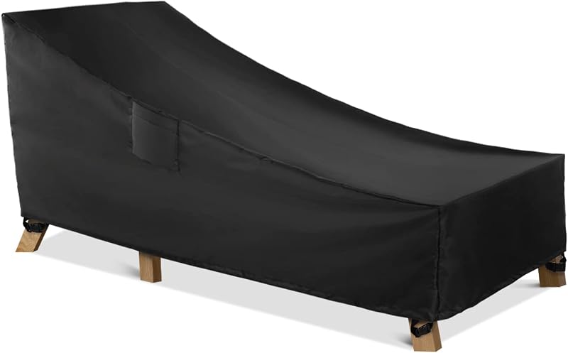 WLEAFJ Patio Chaise Lounge Cover Waterproof, 78L x 34W x 32H inch | Black, Heavy Duty, Outdoor Lounge Chair Covers, Durable Patio Furniture Covers