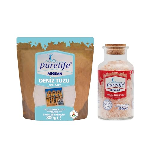 Purelife Sal Fina Natural Yodada, Pack 1.76 lb y Sal Rosa Gruesa