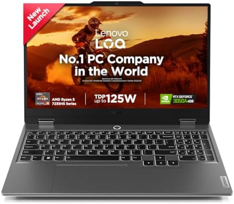 Lenovo LOQ, AMD Ryzen 5 7235HS, RTX 3050A-4GB, 12GB RAM, 512GB SSD, [FHD], 15.6"/39.6cm, 144Hz, Windows 11, Office Home 2024, Grey, 2.4Kg, 83JC00HNIN, 3 Mon. Game Pass, Gaming Laptop