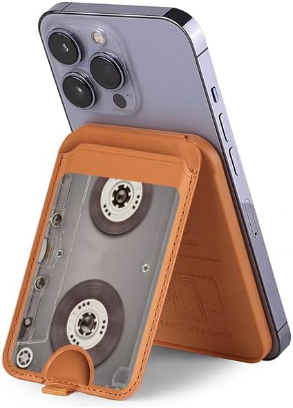 R3159 Cassette Tape Magnetic Card Wallet Holder Stand for iPhone 17 16 15 14 13 Pro Max image 2