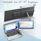 Teamgee 14,1" Przedłużacz ekranu laptopa, ultra-cienki 1080P FHD IPS przenośny monitor do laptopa, mini HDMI/Type-C Plug & Play podwójny ekran do pracy z laptopami 13"-17" dla Mac, Windows, Chrome