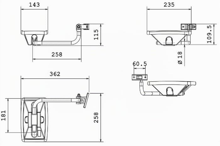 Specchio Retrovisore Sinistro Ama 235x140 mm con Braccio 240 mm