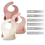 PandaEar Silicone Bibs for Babies Toddlers Girls| Adjustable Waterproof BPA Free Soft Durable Bibs for eating with Large Pocket Food Catcher - Image 5