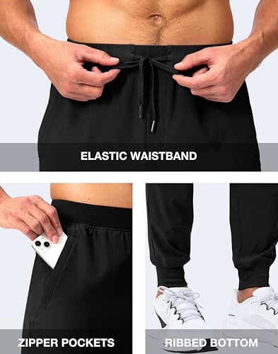 Pudolla Mens Joggers with Zipper Pockets Lightweight Sweatpants Workout Athletic Pants for Gym Running Golf4