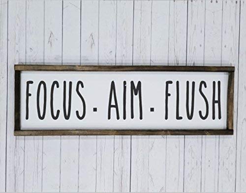Amazon Com Focus Aim Flush Farmhouse Sign Rustic Decor Fixer Upper Style Funny Bathroom Humor Decor Art Kid Or Master Bathroom Ready Aim Fire Handmade