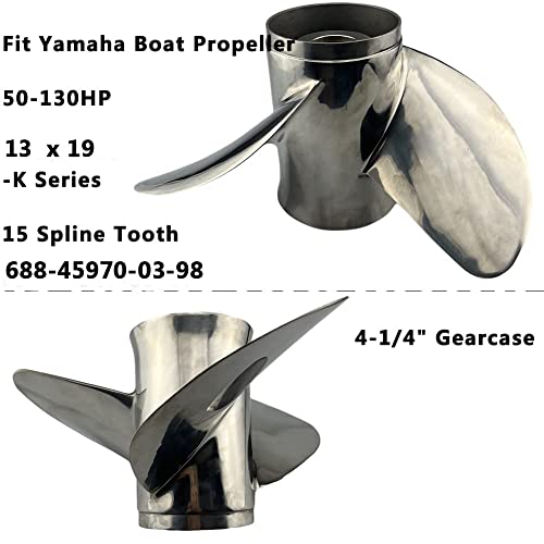Boatman Oem Prop 13X19 Stainless Outboard Propeller Fit Yamaha Boat Engine 50-130 Hp，15 Spline Tooth #TOP3