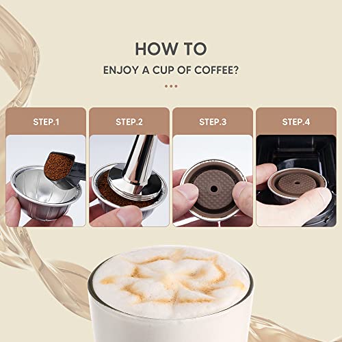 LUKELI 5Pcs Vertuo Reusable Capsule Vertuo Pods Refillable Coffee Capsules VertuoLine for Nespresso Vertuo with 1 Pcs Reusable Silicone Lids (Black 230ML+Brown 150ML+1pcs Silicone Lid) - Image 4
