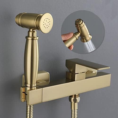 Kit de rociador de bidé acabado oro cepillado grifo de pared 2
