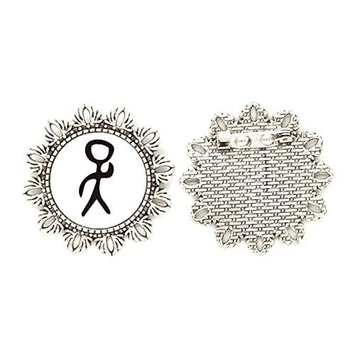 Broche de flor plata Wu pin de pecho mediano carácter chino para ropa