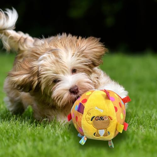 Comforso Quietschendes Hundespielzeug,Interaktives Plüsch Hundebälle Greiflaschen,Kauspielzeug mit Klingelball gegen Langeweile für Kleine,Mittelgroße Große Hunde Spielen Trainieren Drinnen Draußen