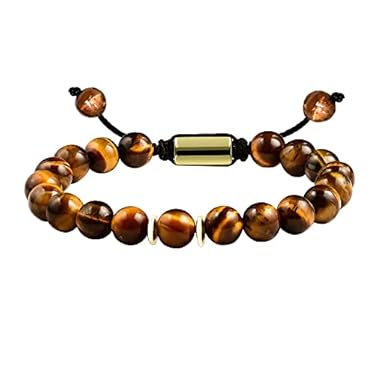 AMAZON - Capdabio Triple Protection Bracelet – Handmade Hematite Bracelet,Black Obsidian Bracelcet, Tiger Eye Bracelet Men and Women Adjustable 8MM Beaded Bracelets (Brown)